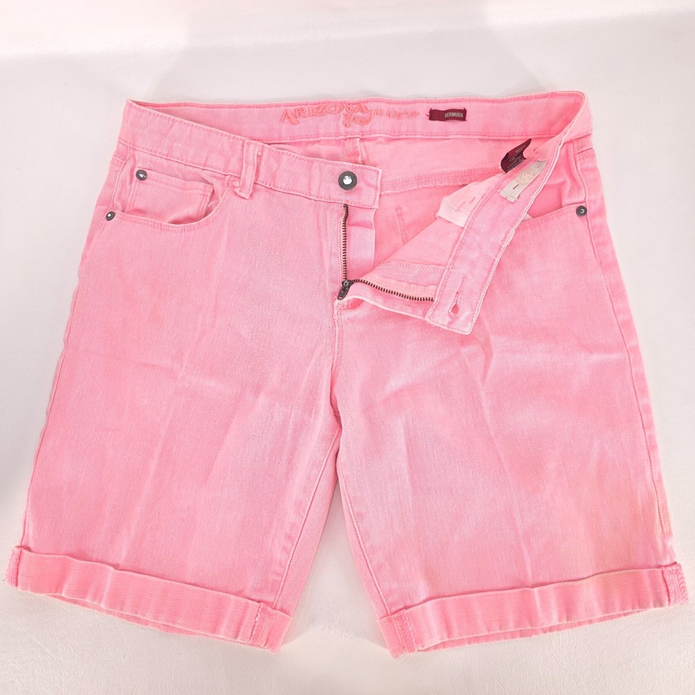 Arizona Jean Co AZ Color Denim Bermuda Shorts Women 18.5 Plus Barbie Pink Boho